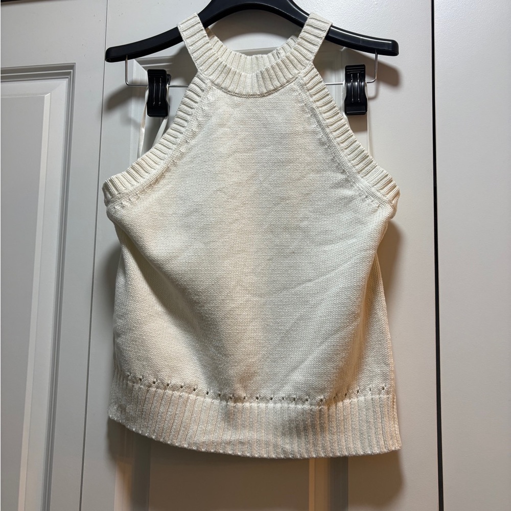 Banana Republic Cream Ribbed Halter Tank